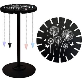 AHANDMAKER Pendulum Display Stand Wooden Pendulum Display Stand Stones Rocks Crystal Pendulum Holder with 18 Slots for Crystals Necklaces Accessories Decoration Spirit Altar Decoration - Chakra