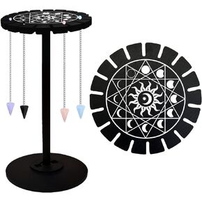 AHANDMAKER Pendulum Display Stand Wooden Pendulum Display Stand Stones Rocks Crystal Pendulum Holder with 18 Slots for Crystals Necklaces Accessories Decoration Spirit Altar Decoration - Chakra