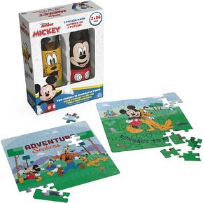 Disney Mickey Mouse, 2-Puzzle Pack 36-Piece Jigsaw Puzzles Storage Tubes Disney Toys Mickey Mouse Clubhouse Kids Puzzles Disney Gifts, for Ages 4 and Up