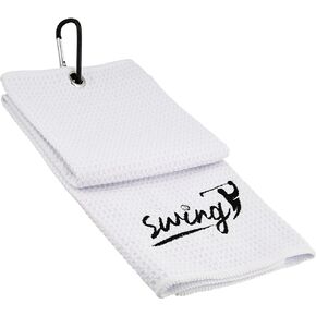Golf Towel with Clip - White Waffle Microfiber Golf Towel Tri-Fold Golf Bag Towel for Club, Ball, or Hands