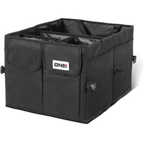 DNA MOTORING Car Trunk Organizer, Waterproof 600D Oxford Fabric with PVC Coating, 70L Foldable Trunk Organizer with 2 Compartments & 4 mesh Pockets, Suitable for Any Car, SUV, Grey, TOOLS-00420