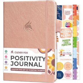 Clever Fox Positivity Journal – Daily Gratitude & Affirmation Journal with Prompts – Motivational Mental Health Journal for Women & Men with Habit Tracker – Lasts 6 Months, A5 Size (Rose Gold)