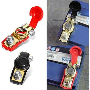 Pack-2 Quick Release Terminal Assortment Kit, Metal Negative Automotive Cable Terminals, Universal Positive Car Power Terminal Connectors Accessories for Truck SUV Car (Black & Red)