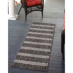 سجادة منطقة المجموعة الخارجية الفريدة من نوعها Loom Jill Zarin - أنغيلا (2 × 7 بوصة 1 بوصة، فحمي/عاجي) in Kuwait