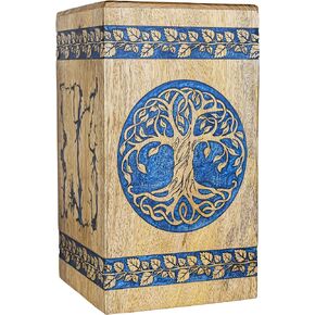 Cremation Urn for Human Ashes Adult Male or Female, Wooden Urn, Tree of Life Memorial, Large Adult Urn, Burial Urn, Casket for Men Women, Funeral Urn for Ashes (Non-Personalized, Keepsake)