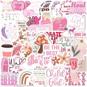99PCS Pink Bible Verse Stickers,Jesus Pink Aesthetic Decals,fVinyl Waterproof Bible Verse Faith Stickers,for Water Bottles Laptop Journaling Phone Guitar