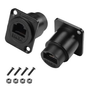 YACSEJAO 2Pack RJ45 CAT6 Panel Mount Socket D-Type RJ45 Coupler Female to Female LAN Network Bulkhead Pass Through Socket