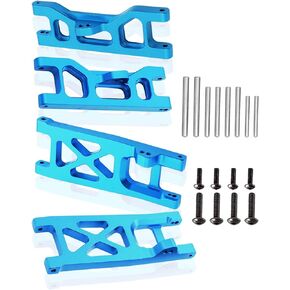 4pcs Aluminum Front Rear Lower Suspension A-Arms Upgrades Part for Ecx 1/10 2WD Ruckus/Axe/Brutus/Circuit/AMP MT/AMP DB/AMP Crush/K&N Torment, Hop-Up Parts,#ECX1018#ECX1019 (Blue)