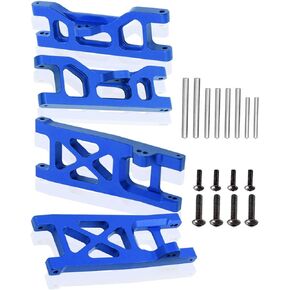 4pcs Aluminum Front Rear Lower Suspension A-Arms Upgrades Part for Ecx 1/10 2WD Ruckus/Axe/Brutus/Circuit/AMP MT/AMP DB/AMP Crush/K&N Torment, Hop-Up Parts,#ECX1018#ECX1019 (Blue)