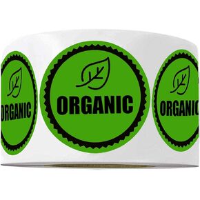 Organic Stickers,1.5 Inch Organic Food Rotation Labels，Adhesive Round Circle Dots Organic Stickers 500 Labels Per Roll