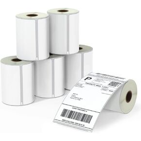 BETCKEY - Compatible DYMO 1744907 (4" x 6") Shipping Labels, Strong Permanent Adhesive & Perforated, Compatible with DYMO Labelwriter 4XL Rollo & Zebra Desktop Printers [6 Rolls/1320 Labels]