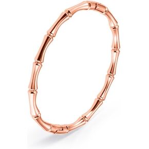 XAM Stainless Steel Bamboo Style Classic Plain Open Clasp Bangle Bracelet Spring Buckle Bracelet Textured Jewelry Gift for Women