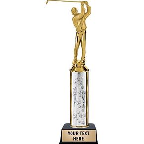 Crown Awards Golf Male Trophies, Personalized Silver Golf Male Trophy with Custom Engraving Prime