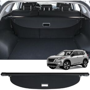 Cargo Cover Compatible with 2021 2022 2023 Nissan Rogue Rear Retractable Trunk Shielding Shade Luggage Privacy Cover(Black)