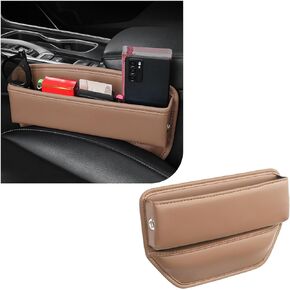 Car Seat Gap Filler, Leather Front Seat Storage Box with Cup Holder, Adjustable Auto Seat Gap Organizer for Phones Glasses Keys, Universal Vehicle Accessories for Most Cars (Black)
