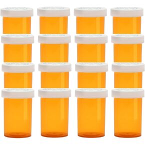 Empty Plastic Medicine Pill Bottles with Child Resistant Caps, 30 Dram Amber Plastic Vial Travel Pill Case Organizer, Pack of 12 (30 Dram)