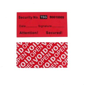 100pcs 100% Total Transfer Tamper Proof Security Warranty Void Labels/Stickers/Seals (Red, 1 x 2 Inches, Unique Serial Numbers)