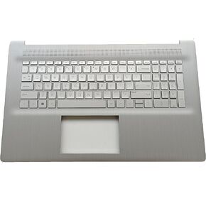 Replacement Laptop Upper Case Palmrest Backlit Keyboard Assembly Part for HP 17-CN 17-CP17T-CN 17Z-CP M50456-001 Silver