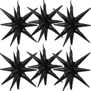 6 Pieces 27 Inches Red White Blue Explosion Starburst Balloons, Large 14-Pointed One-Piece Cone Stars Fireworks Aluminum Foil Balloons for 4th of July, Independence Day USA Patriotic Party Decorations