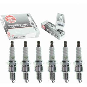 6 pc NGK V-Power Spark Plugs compatible with Toyota Land Cruiser 3.9L 4.0L 4.2L L6 1967-1989