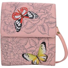 Anna by Anuschka Women’s Hand-Painted Genuine Leather Flap Organizer - Butterfly Garden