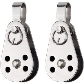 2 Pcs Stainless Steel Nylon Pulley Silence Rotation Traction Wheel Marine Pulle Kayak Boat Accessories for Pulley System Lifting Gym Equipment Clothesline
