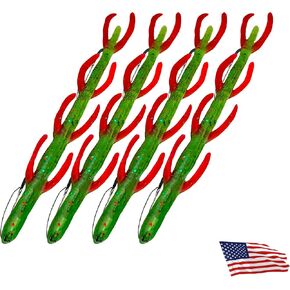 Delong Lures 6" Weedless Leggy KILR Fishing Worms for Bass, Pike, and Other Sport Fish, Soft Plastic for Bass Fishing, Pike Fishing Lures Baits Tackle Worms for Fishing