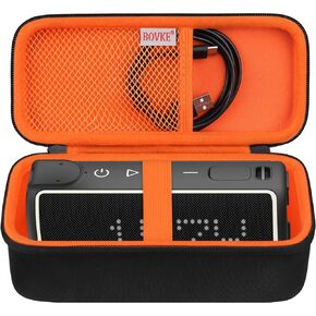 BOVKE Carrying Case Compatible with GOLFBUDDY Voice XL Magnetic Golf GPS Speaker, Attachable Golf GPS Speaker Holder with Mesh Pocket for Charging Cords and Accessories, Black+Black