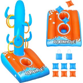 50" Inflatable Pool Games Toys for Adults Family, Pool Cornhole Game Floating Water Bean Bag Toss Games Toys for Kids Ages 4 8 12 Summer Pool Beach Party Games Decorations Supplies Outdoor Yard Games