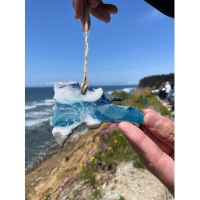 Dominican Republic Holiday Ornament, Handmade Resin Art is One Of A Kind, Country Christmas Ornament With Sand And Ocean Waves