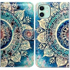 حافظة Bcov لهاتف iPhone 12/12 Pro - محفظة جلدية ملونة على شكل اليعسوب وفتحة للبطاقات ومسند