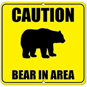 Lilyanaen New Metal Sign Aluminum Sign Caution Bear in Area Traffic for Outdoor & Indoor 12" x 8"
