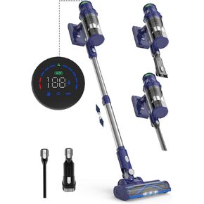 Cordless Vacuum Cleaner - 450W 38Kpa Vacuum Cleaner LED Touch Screen,8-in-1 Lightweight Rechargeable Stick Vacuum 60Min Runtime Detachable Battery,Wireless Vacuum for Carpet Hard Floor Pet Hair