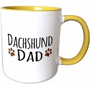 3dRose Dachshund Dog Dad Mug, 11 oz, Black