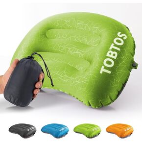 TOBTOS Camping Pillow Inflatable Pillow for Camping, Ultralight Backpacking Pillow, Ergonomic Support for Neck & Lumbar, Blow Up Air Pillow for Travel, Hiking, Outdoor (Orange)