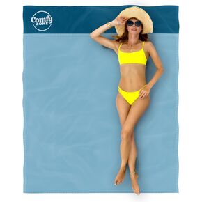 Comfy Zone Beach Blanket Extra Large Sandproof Mat with 4 Stakes and Carry Bag, Fast-Drying Lightweight, Outdoor Waterproof Mat, Windproof, Sandproof, Scratchproof & Compact