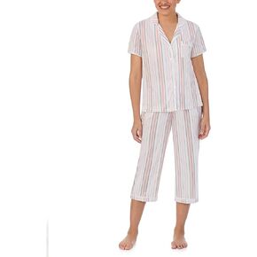 Jones New York Womens Sleepwear Lightweight Short Sleeve and Capri Pant 2-Piece Pajama Set