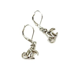 Antiqued Pewter Monkey Earrings