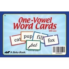 One-Vowel Word Cards - Abeka 4 to 5 Year Old Kindergarten Phonics Reading Program Teaching Aid Flash Cards