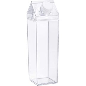 Milk Carton Water Bottle 33oz (1000mL) Plastic Square Milk Bottles No BPA Leakproof Water Bottle Portable Reusable Milk Carton Shaped Juice Bottle Perfect for Fitness Gym Camping Sports
