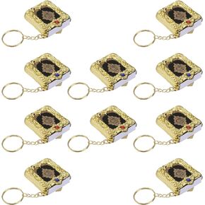 Garneck 10pcs Quran Keychain, Muslim Gift Islamic Car Mirror Hanging Decoration Ornament Mini Al Quran Keychain (Random Color)