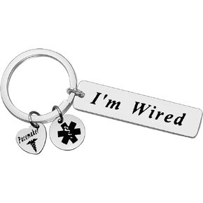 Pacemaker Medical Alert Keychain Pacemaker Gift Emergency Alarm Tag Keychain Emergency Medical Technician Doctor Gift Medical Symbol Emergency First Aid Gift Heart Arrhythmia Awareness Keyring