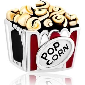 Hot Food Popcorn for Movies European Bead Charm for Bracelet
