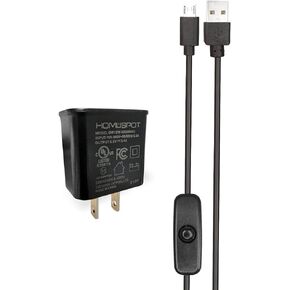 Accessories - UL-Listed 5V2.4A Switching Power Supply, 22AWG 1.5M MicroUSB Cable with On/Off Switch for Raspberry Pi 3 Model B B+ Adapter/Charger