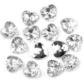 50 Pcs 2 Holes Silver Heart Acrylic Sewing Buttons Decorative Bottones Handicraft DIY Sewing Accessories (Heart Shape, 15mm)