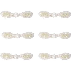 Honbay 6Pairs Chinese Knots Buttons Pearl Sewing Buttons Fasteners for Coat Knitwear Windbreaker and Cheongsam