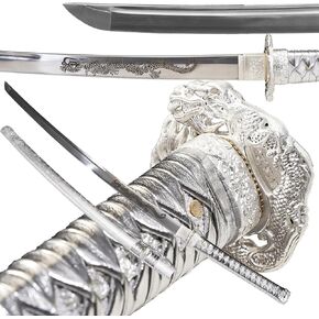Kamaiwo-Japanese Samurai Swords Authentic -Katana Sword Real Weapons Sharp Full Tang High Carbon Steel martial arts Swords Functional,Practical，silvery
