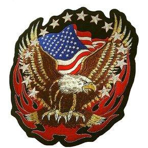 1pcs Large Eagle American Flags Embroidered Iron On Patches