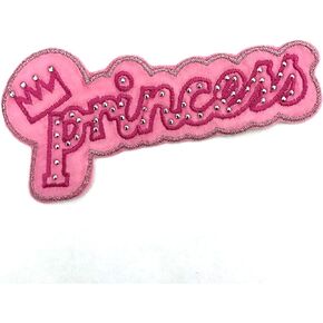 Pink Princess w/Crown Iron On or Sew On Embroidered Patch 10 Pieces