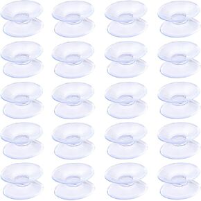 Pawfly 50 Pack Double Sided Suction Cups 1.2 Inch Clear PVC Plastic Sucker for Glass Table Mirror